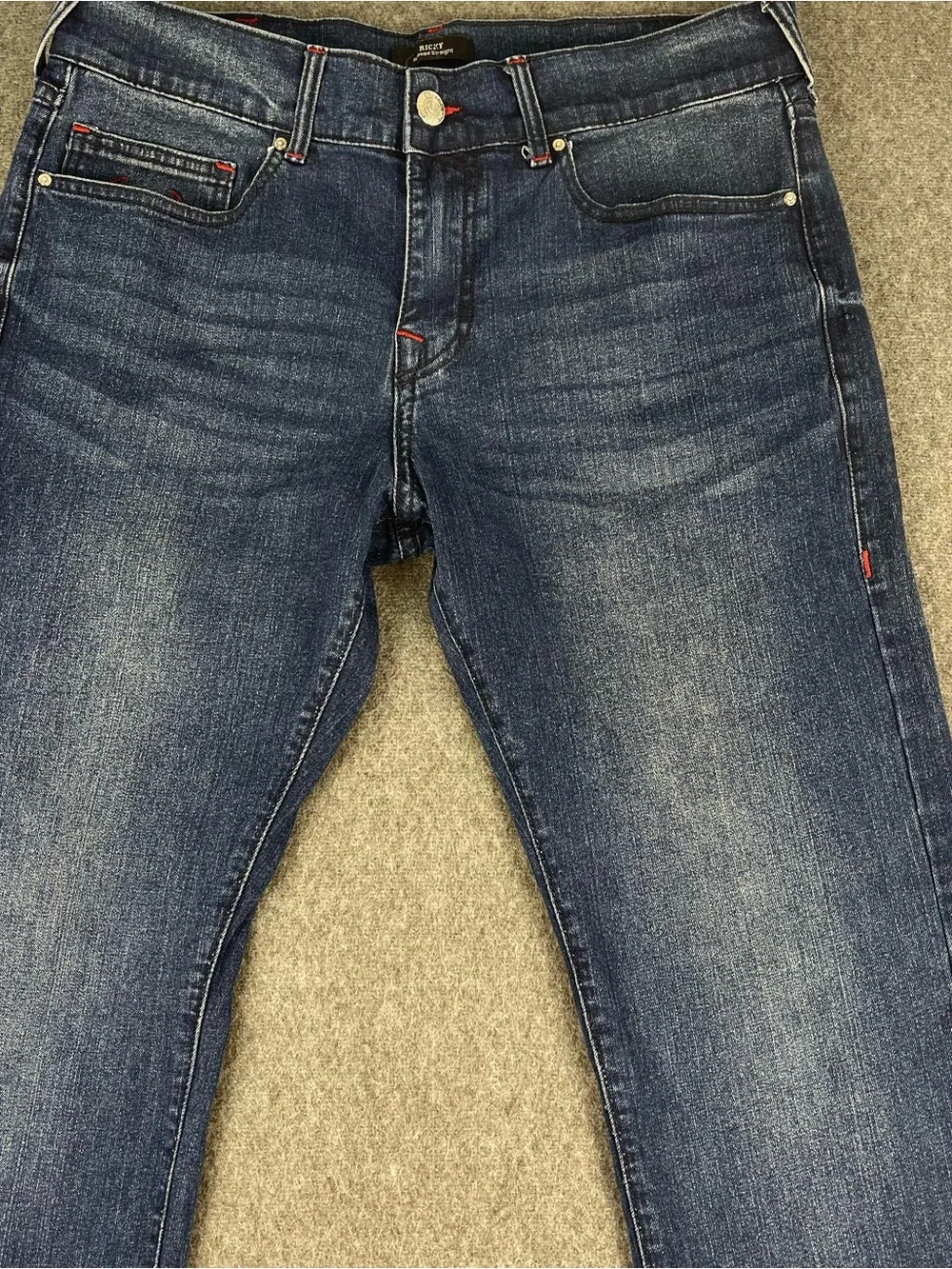 True Religion Men's 36x33 Ricky Relaxed Straight Leg Dark Wash Blue Jeans